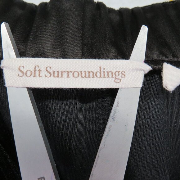 Soft Surroundings Pants Womens Size Large Black Velour Wide Leg Lounge Plush - Picture 4 of 10